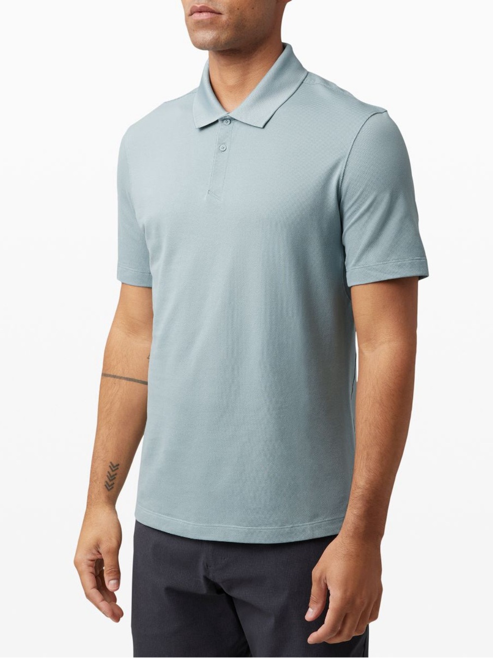 Lululemon Tech Pique Polo Shirt Mens Medium Light Blue